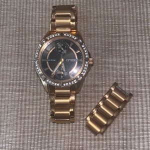 Citizen rose gold and navy watch for women